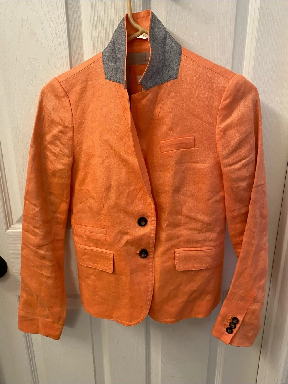 J. Crew Bright Orange schoolboy Blazer Two buttons 100%linen